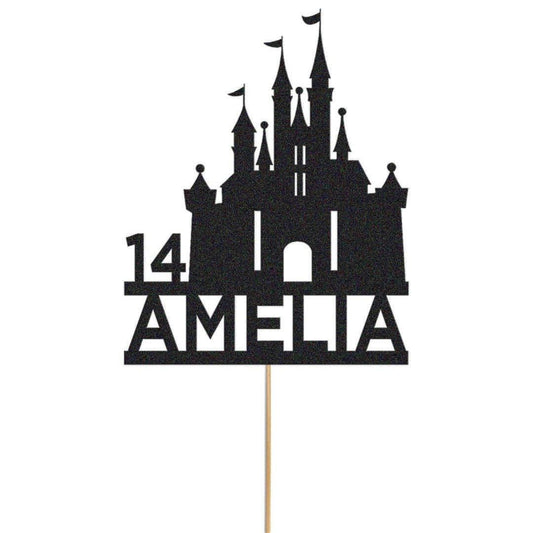 Custom Glitter Princess Castle Cake Topper: Birthday Party Decoration