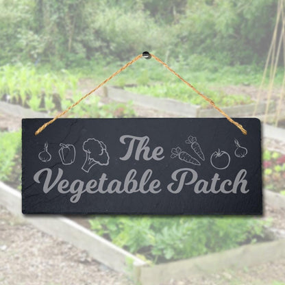 The Vegetable Patch Laser Engraved Hanging Slate Garden Decor Plaque Sign