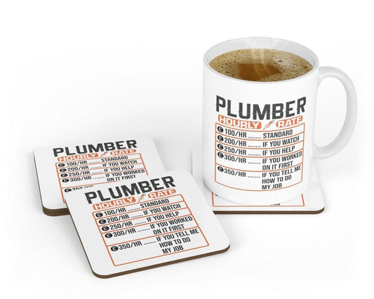 Plumber Hourly Rate - Novelty Coffee Mug & Coaster, Plumber Joke Tea Cup Gift