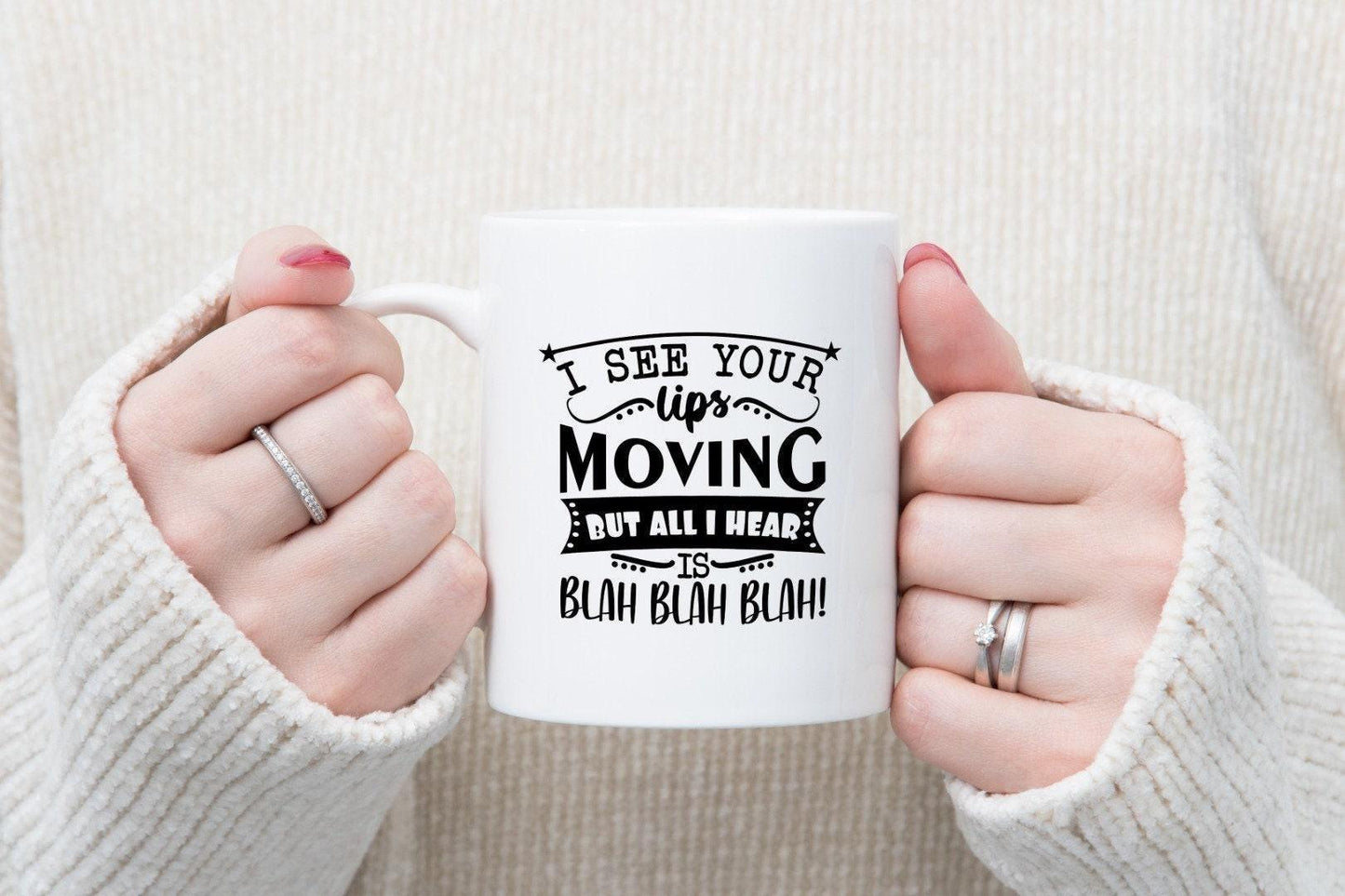 Funny 'I See Your Lips Moving' Novelty Mug & Coaster Set
