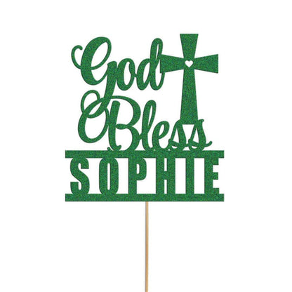 Personalised Glitter Cake Topper: Baptism, Confirmation, Christening