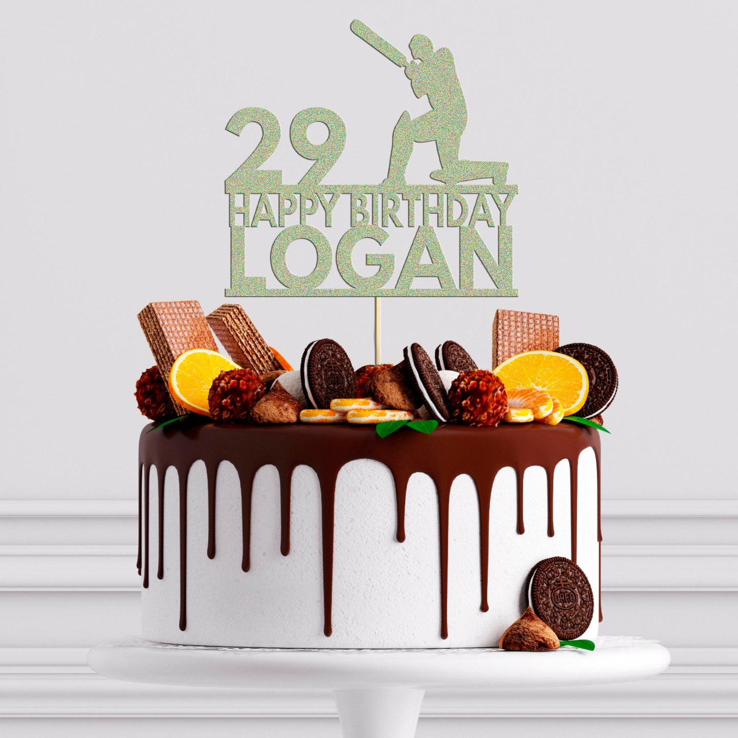 Cricket Cake Topper Personalised Birthday Celebration Any Name & Age
