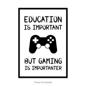 Education Gaming Is Wall Art Poster Funny Bedroom Print Gamer Room Home Decor