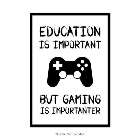 Education Gaming Is Wall Art Poster Funny Bedroom Print Gamer Room Home Decor
