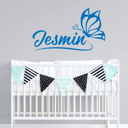 Personalised Butterfly Name Wall Decal - Girls Nursery Vinyl Sticker