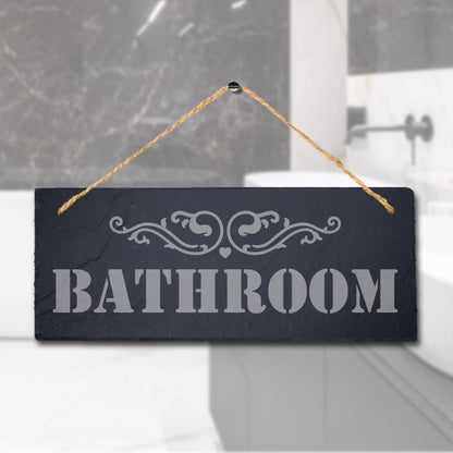 Bathroom Laser Engraved Hanging Slate Restroom Washroom Toilet Door Plaque Sign