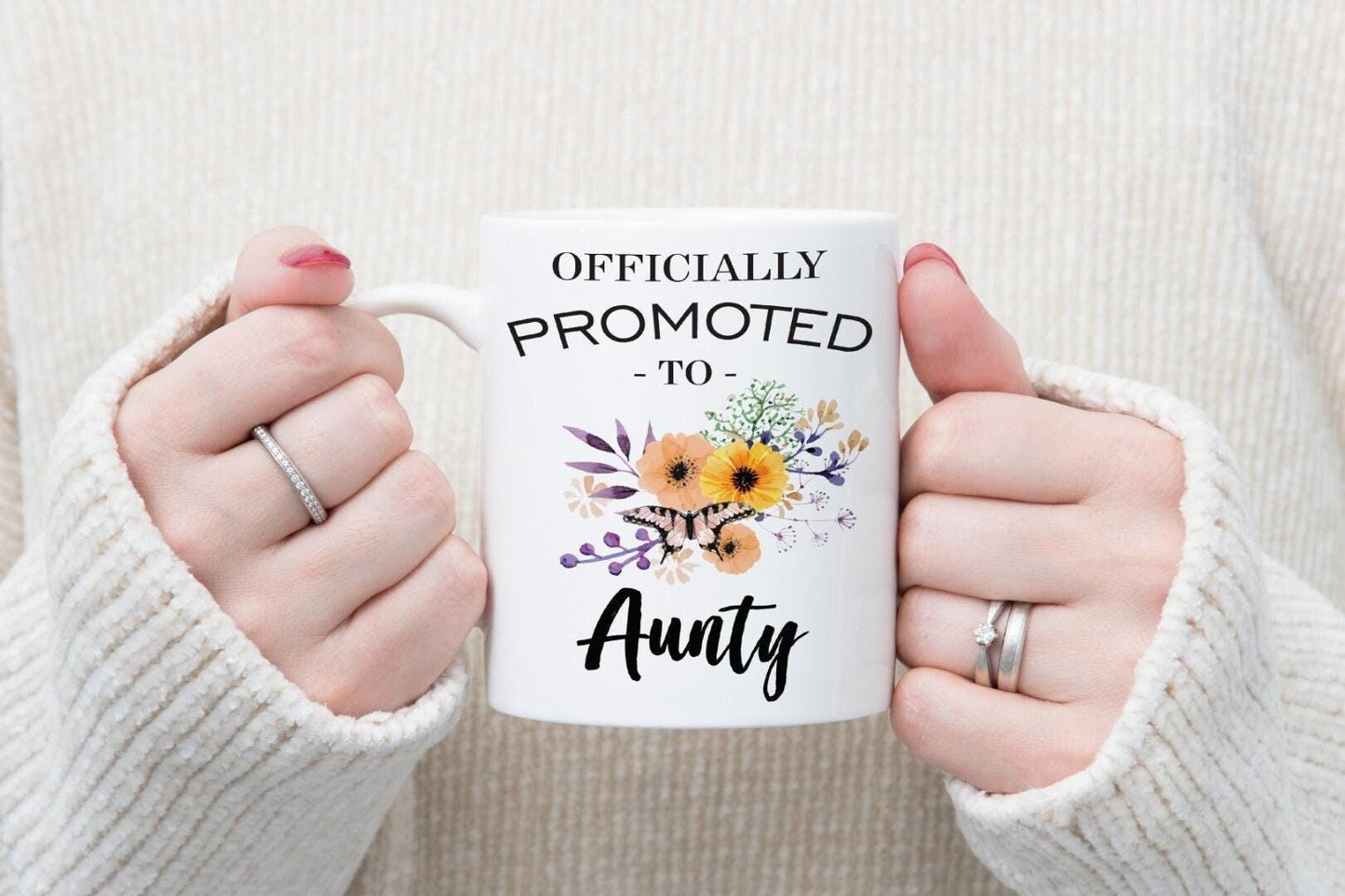 Officially Promoted To Aunty Mug & Coaster Set Aunt New Baby Birthday Tea Gift
