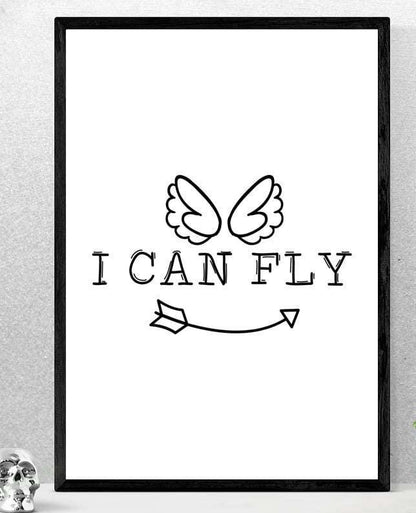 I Can Fly Motivational Inspirational Love Positive Quote Art Poster Wall