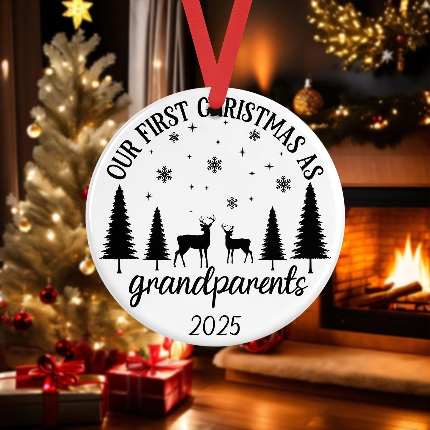 Personalised First Christmas As Grandparents Christmas Bauble Tree Hanging Decor Keepsake Gift
