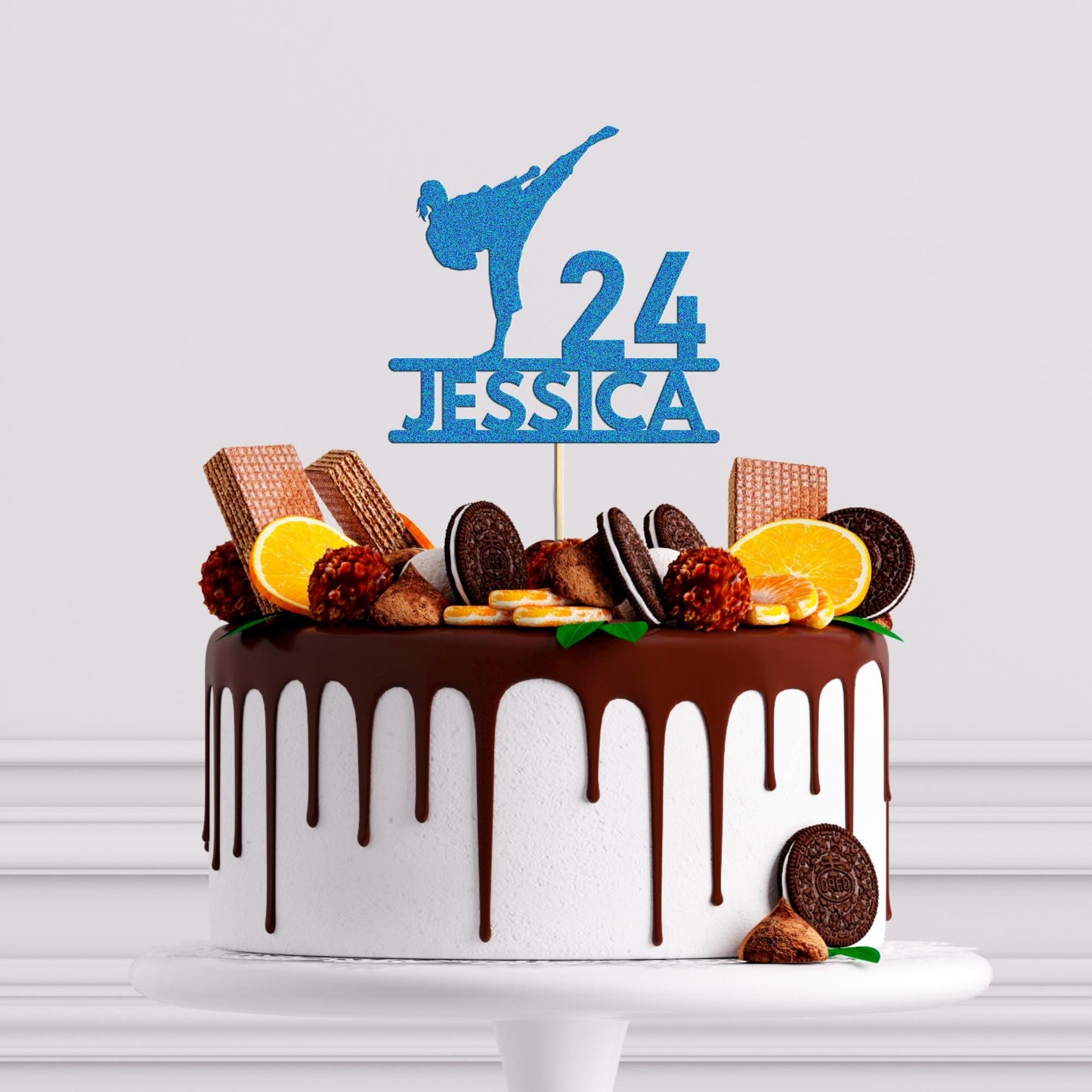 Custom Glitter MMA Cake Topper: Martial Arts Birthday Party