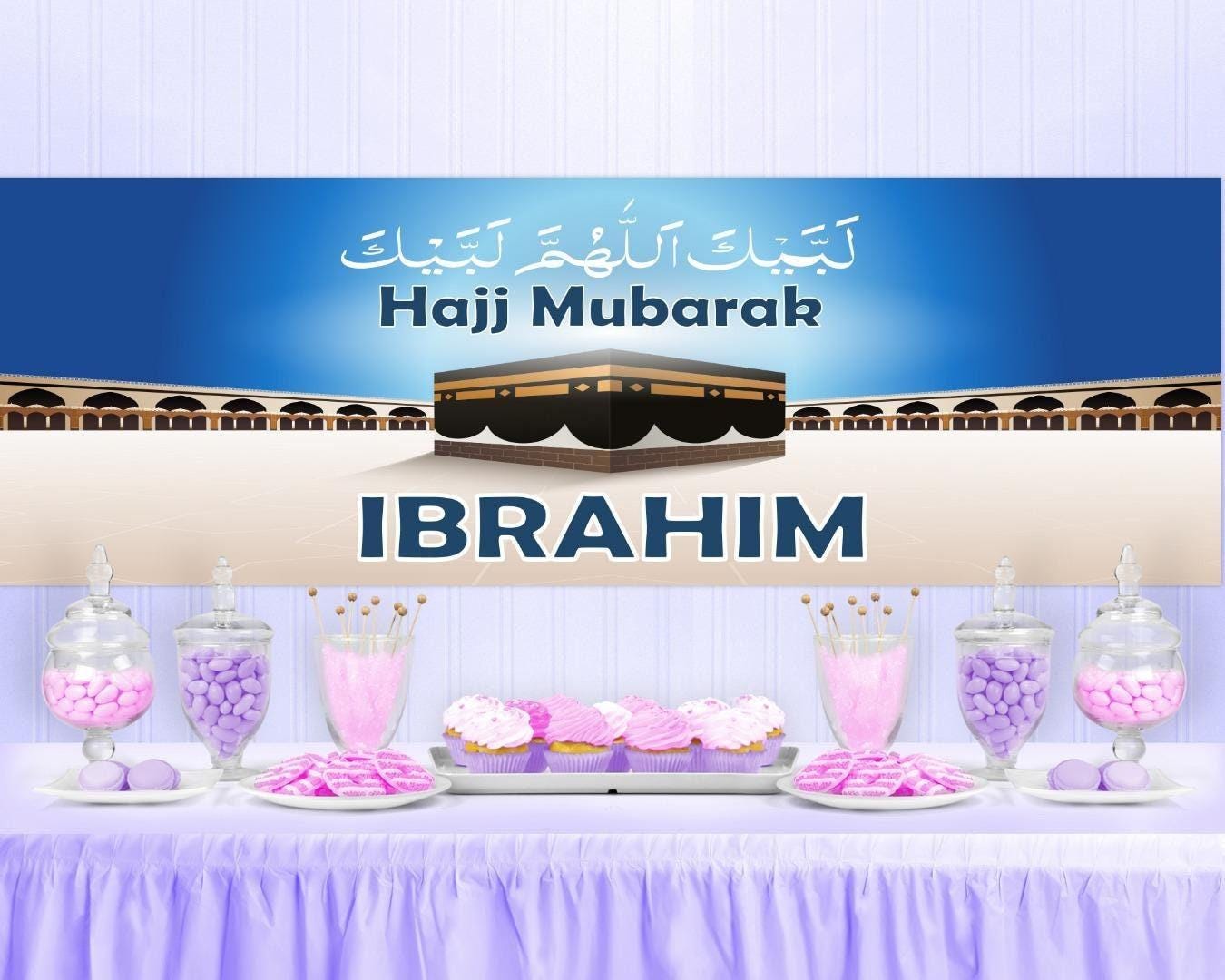 Personalised Hajj Mubarak Banner: Set of 2 Celebration Banners