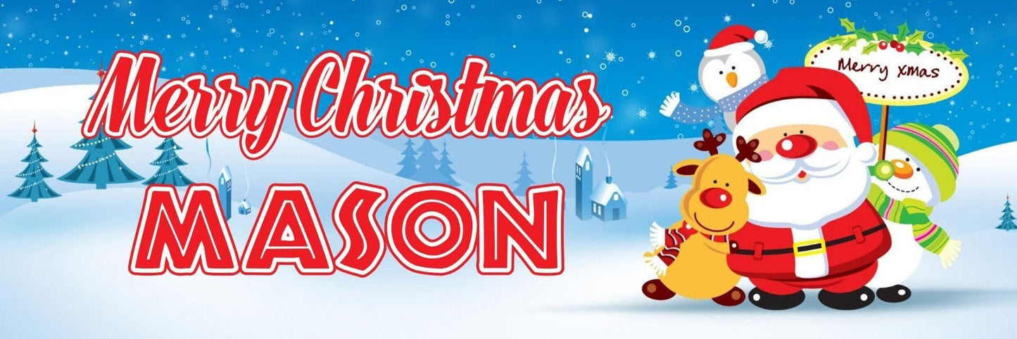 2 Personalised Merry Christmas Santa Xmas Celebration Banners Decoration Posters