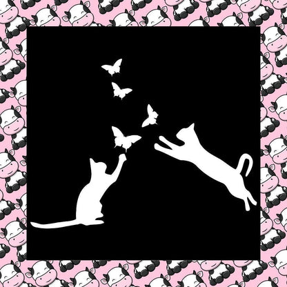 Playful Cat & Butterfly Car Window Bumper Sticker Vinyl Decal