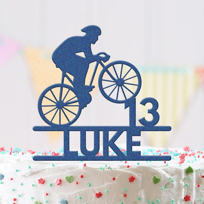 Personalised Bicycle Birthday Cake Topper Bike Biker Cyclist Acrylic Decoration
