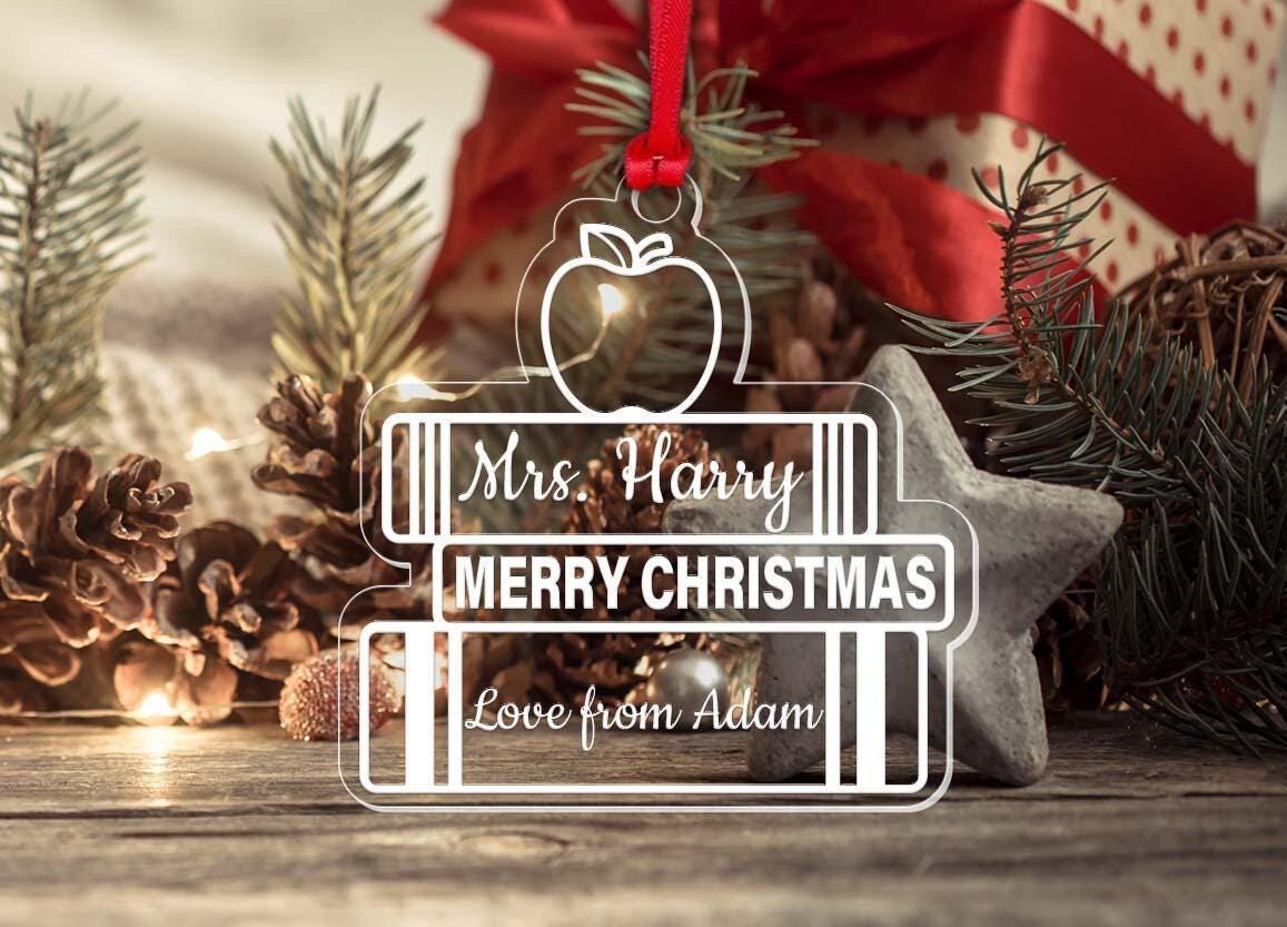 Personalised Christmas Bauble Teacher Assistant Nursery Books Apple Xmas Gift