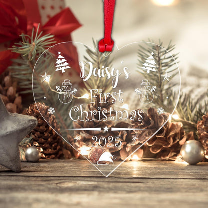 Personalised Babys First Christmas Bauble 1st Xmas Heart Tree Decoration Gift