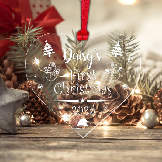 Personalised Babys First Christmas Bauble 1st Xmas Heart Tree Decoration Gift