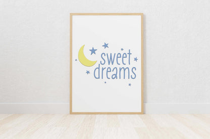 Sweet Dreams Moon Motivational Inspirational Positive Thoughts Poster Print Wall