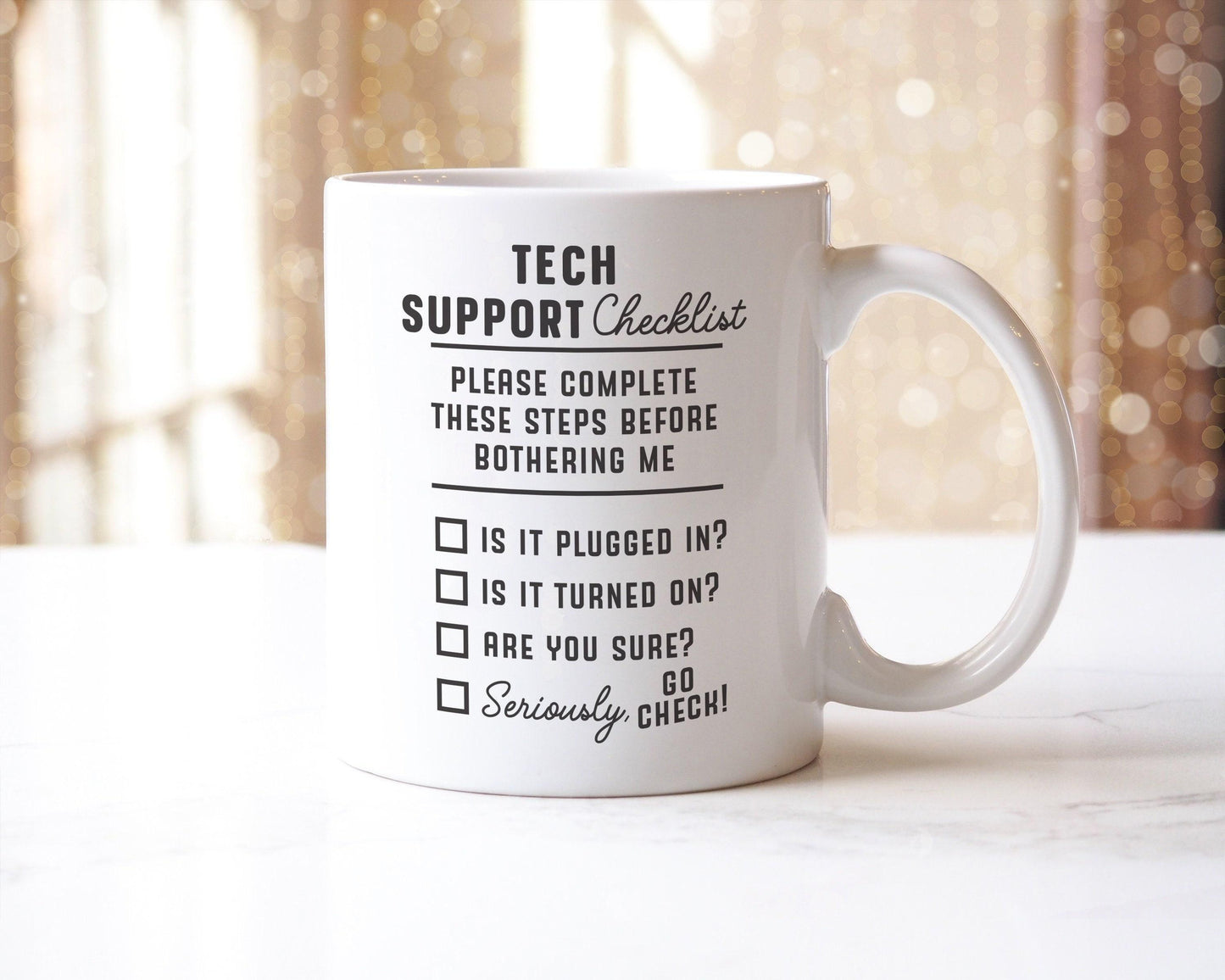 Tech Support Checklist Mug: Funny IT Helpdesk Gift