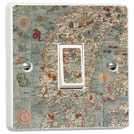 Ancient Europe Map Light Switch Sticker Cover Vinyl Skin Wall Decal Decor