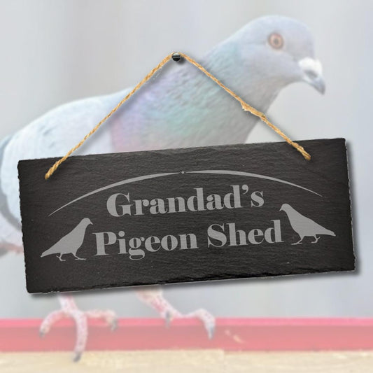 Grandads Pigeon Engraved Hanging Slate Outdoor Shed Porch Home Gift Plaque Sign