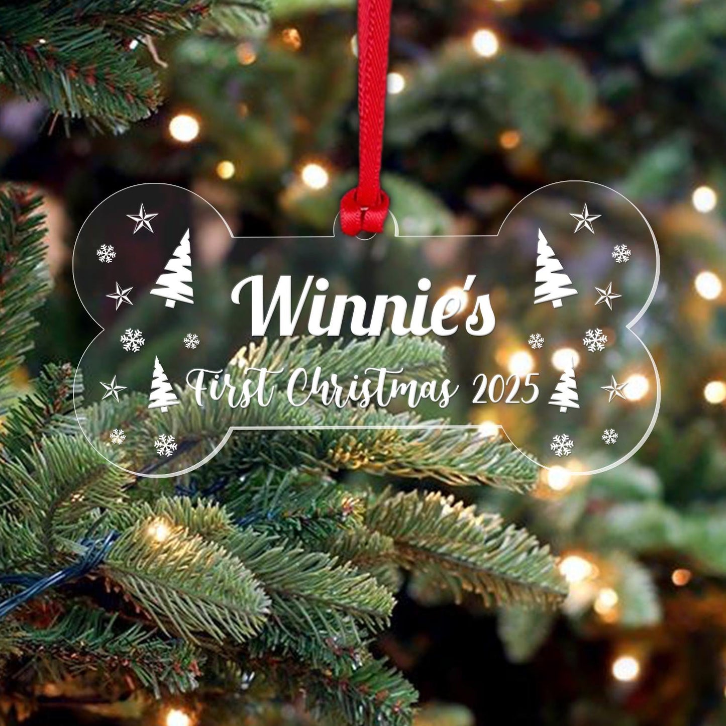 Personalised Dogs First Christmas Bauble Puppy Pet 1st Xmas Gift Tree Decoration