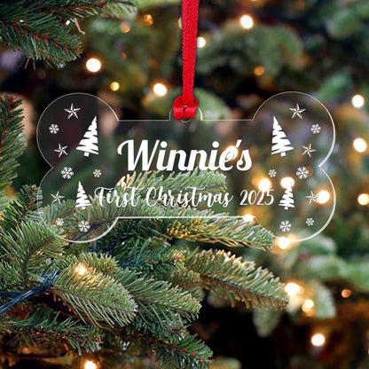 Personalised Dogs First Christmas Bauble Puppy Pet 1st Xmas Gift Tree Decoration