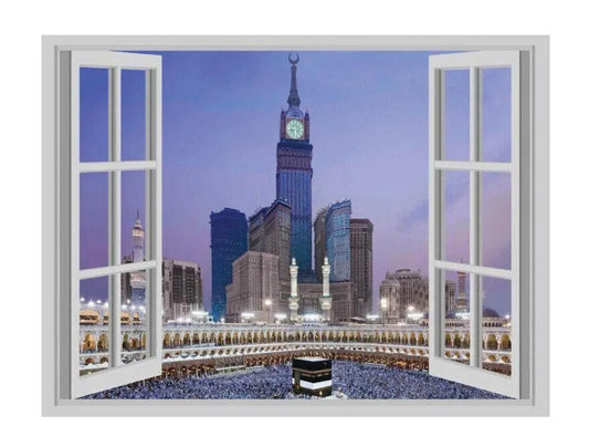 Huge Hajj Makkah Clock Tower Window Poster Art Wall Sticker Vinyl Decal