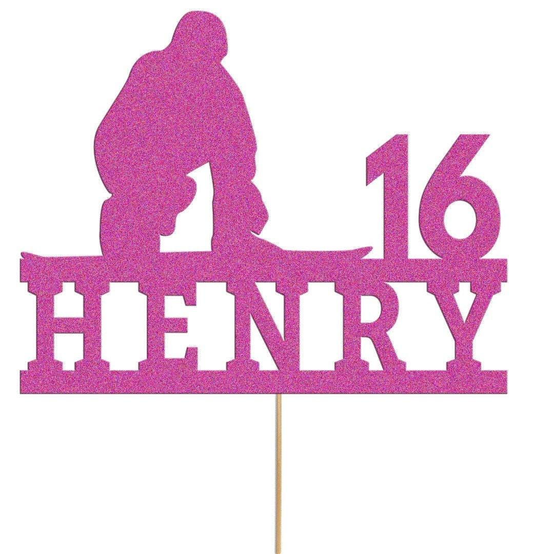 Personalized Skiing Birthday Cake Topper: Glitter Skier, Any Name & Age