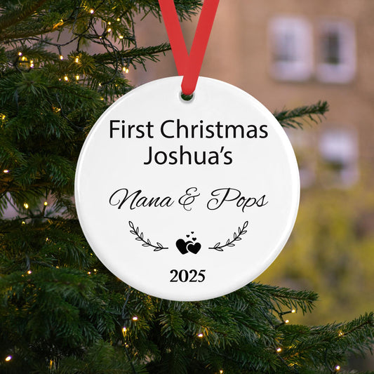 Personalised First Christmas As Nana Pops Bauble Tree Ornament Decoration Gift