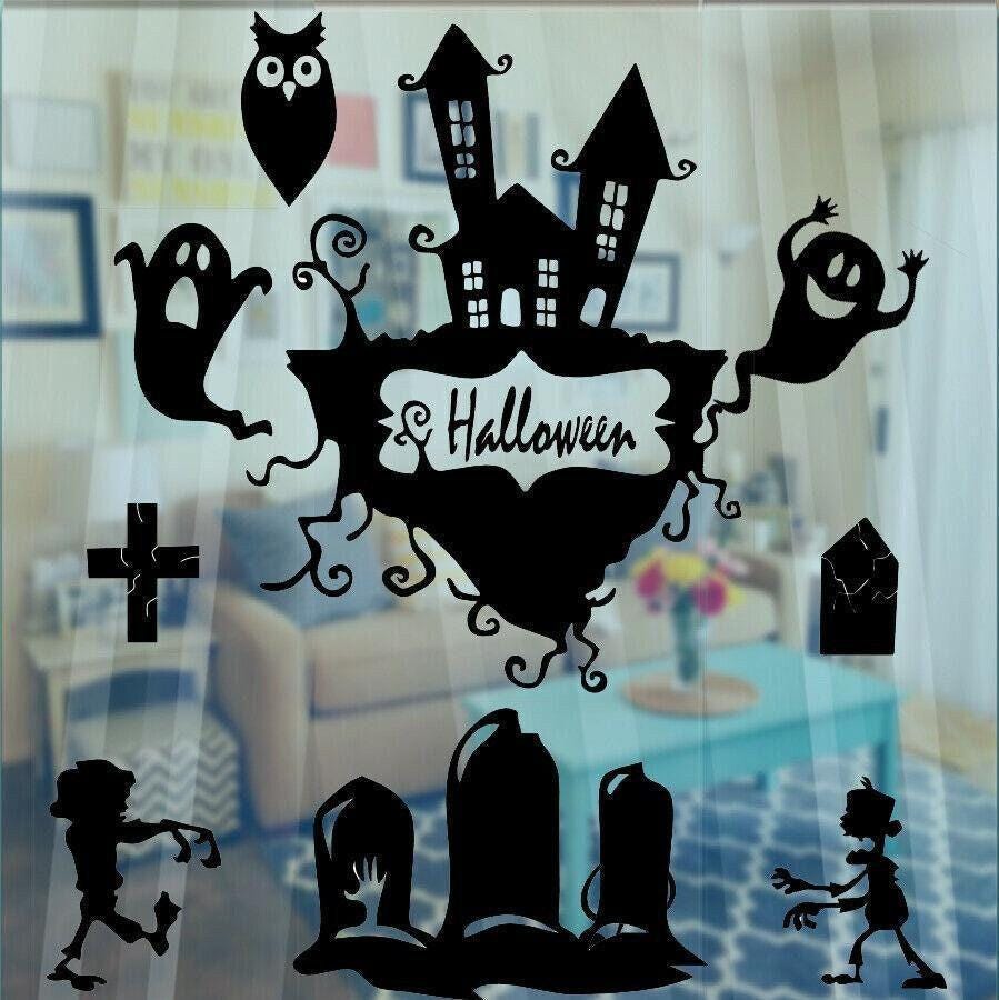 Spooky Halloween Castle Scary Gothic Vinyl Decal Sticker Car Window Wall Art