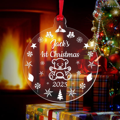 Personalised Babys First Christmas Bauble 1st Xmas Teddy Tree Decoration Gift