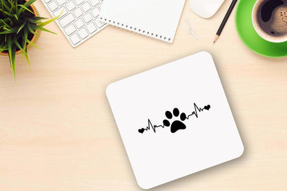 Paw Heartbeat - Funny Ceramic Novelty Mug & Coaster Coffee Tea Cup Dog Pet Lovers Gift