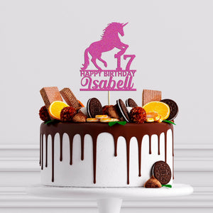 Unicorn Cake Topper Personalised Animal Birthday Decor Add Any Name & Age For A Special Touch