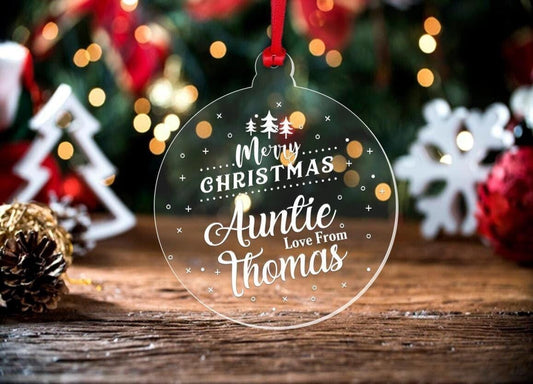 Personalised Christmas  Bauble Gift  Loving Auntie Uncle Custom Name Christmas Decor Tree Hanging
