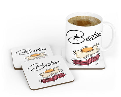 Besties Bacon & Egg Mug and Coaster Set: Friendship Gift