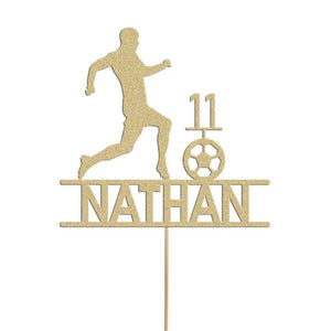 Personalised Football Cake Topper Footballer Birthday Decoration Any Name & Age