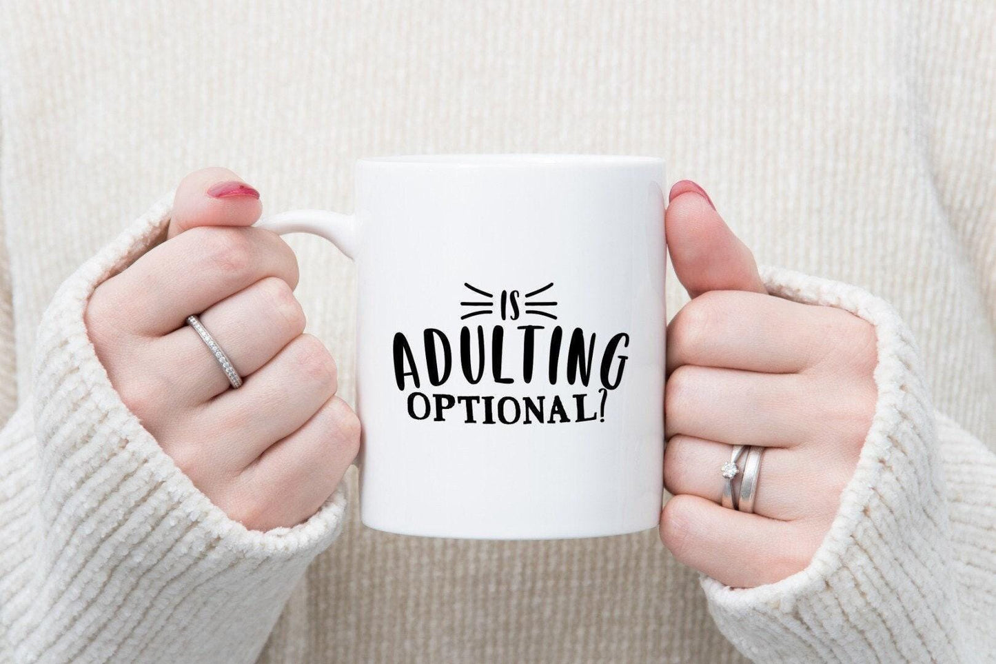Funny Is Adulting Optional? - Ceramic Novelty Mug & Coaster Coffee Tea Cup Office Gift