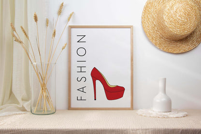 Red Heel Shoes Girls Bedroom Fashion Wall Art Home Room Decor Print Poster
