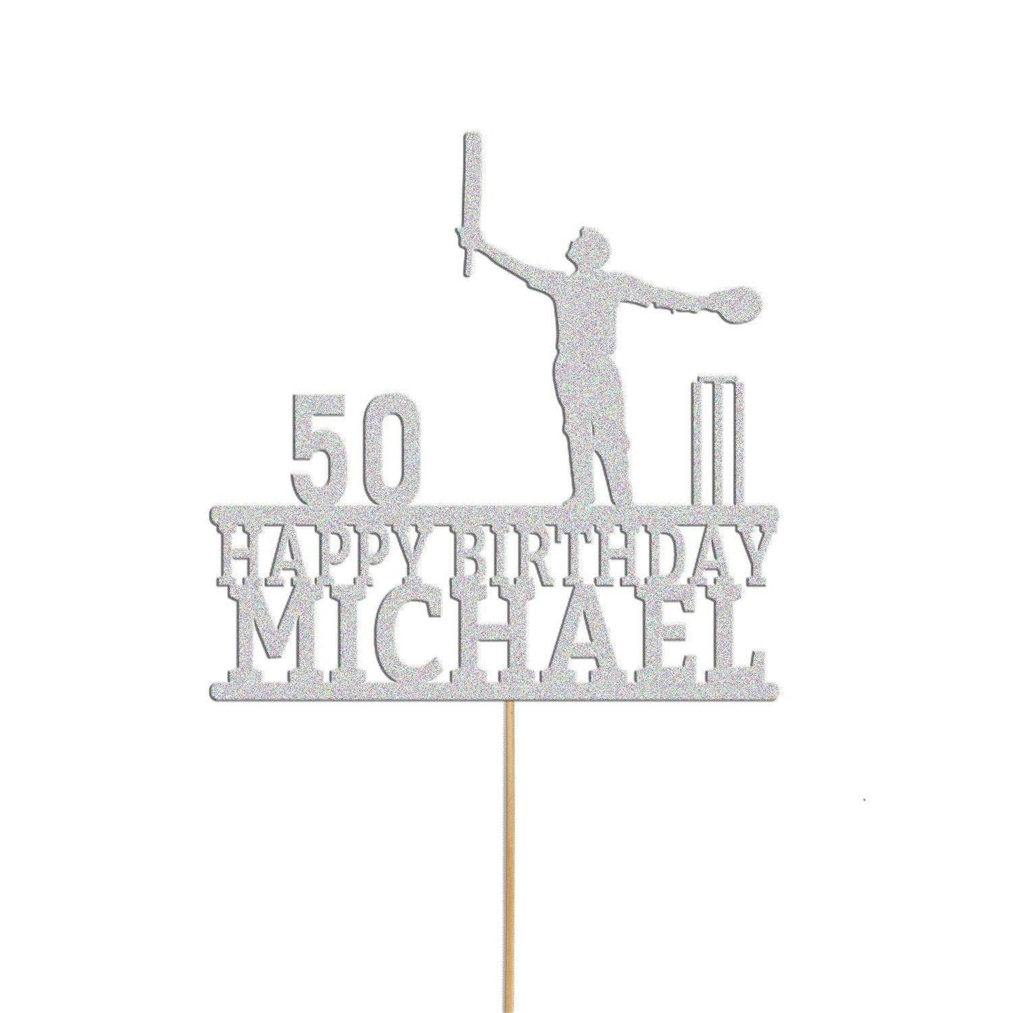 Personalised Glitter Cricket Cake Topper: Birthday Celebration