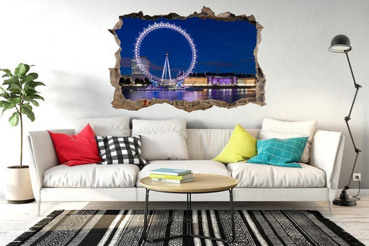 London Eye Wall Decal: 3D Window View Vinyl Mural
