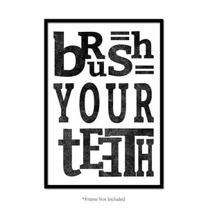 Brush Your Teeth Reminder Nursery Bedroom Boys Girls Wall Decor Poster Print
