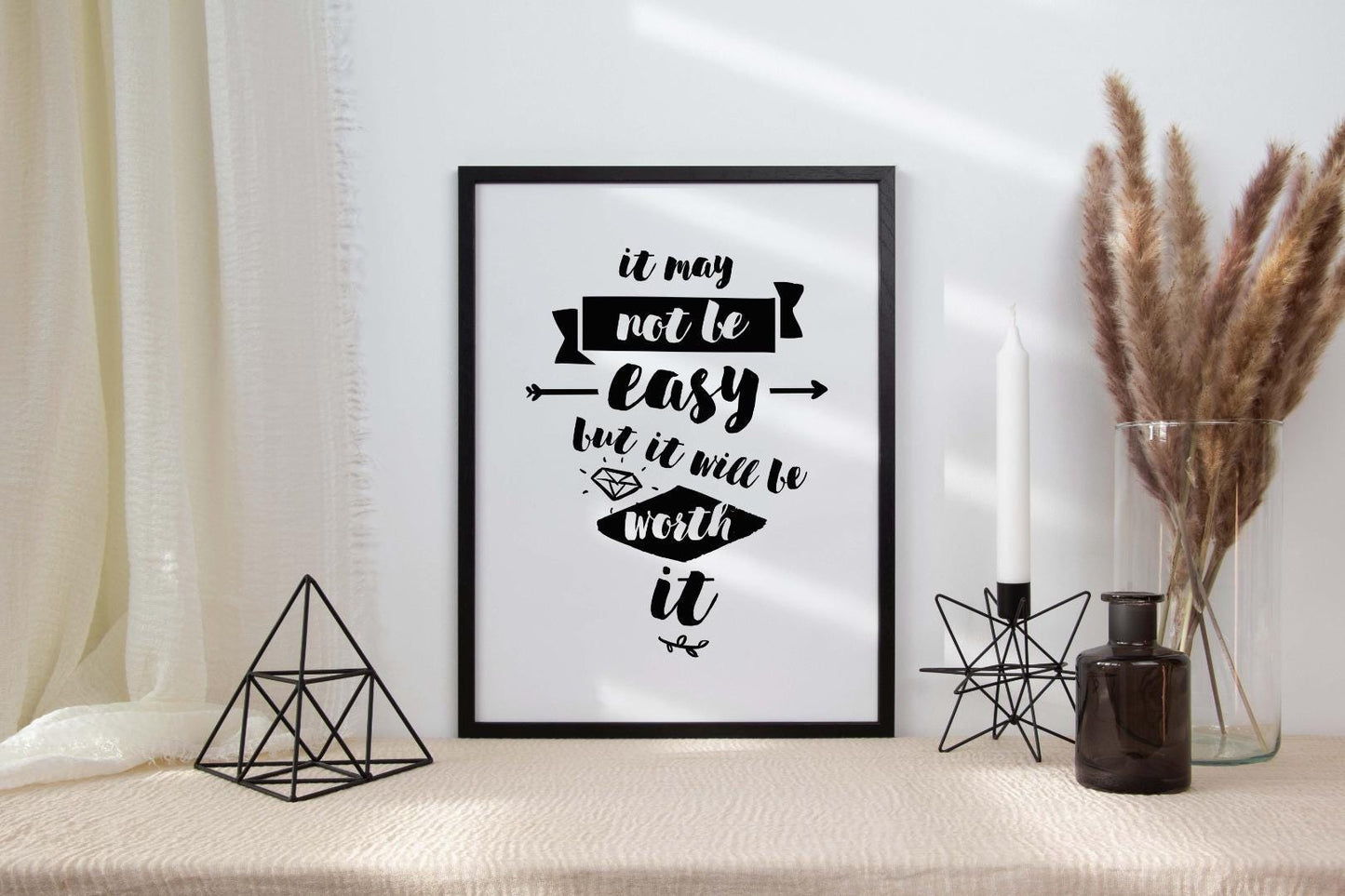 It May Not Be Easy Inspirational Positive Quote Picture Poster Print Wall