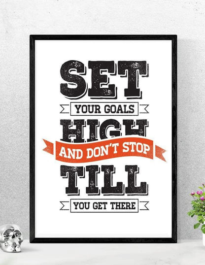 Set Your Goals High Inspirational Positive Thoughts Quote Poster Print Wall