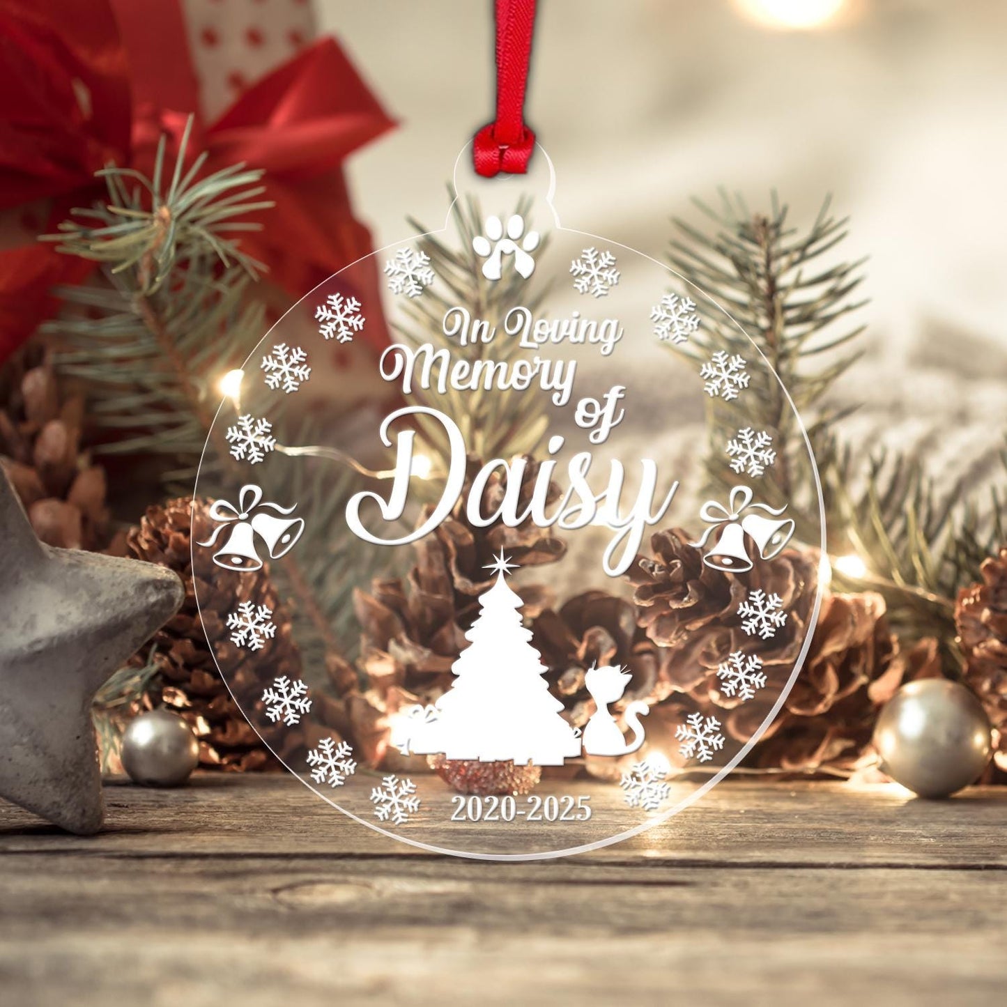 Personalised Memorial Christmas Bauble Cat Pet Dog Memorial Any Name Keepsake Gift