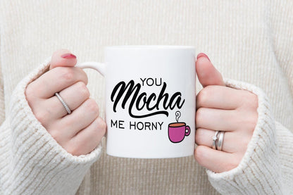 Mocha Horny Mug & Coaster Set Funny Sarcastic Birthday Christmas Coffee Gift