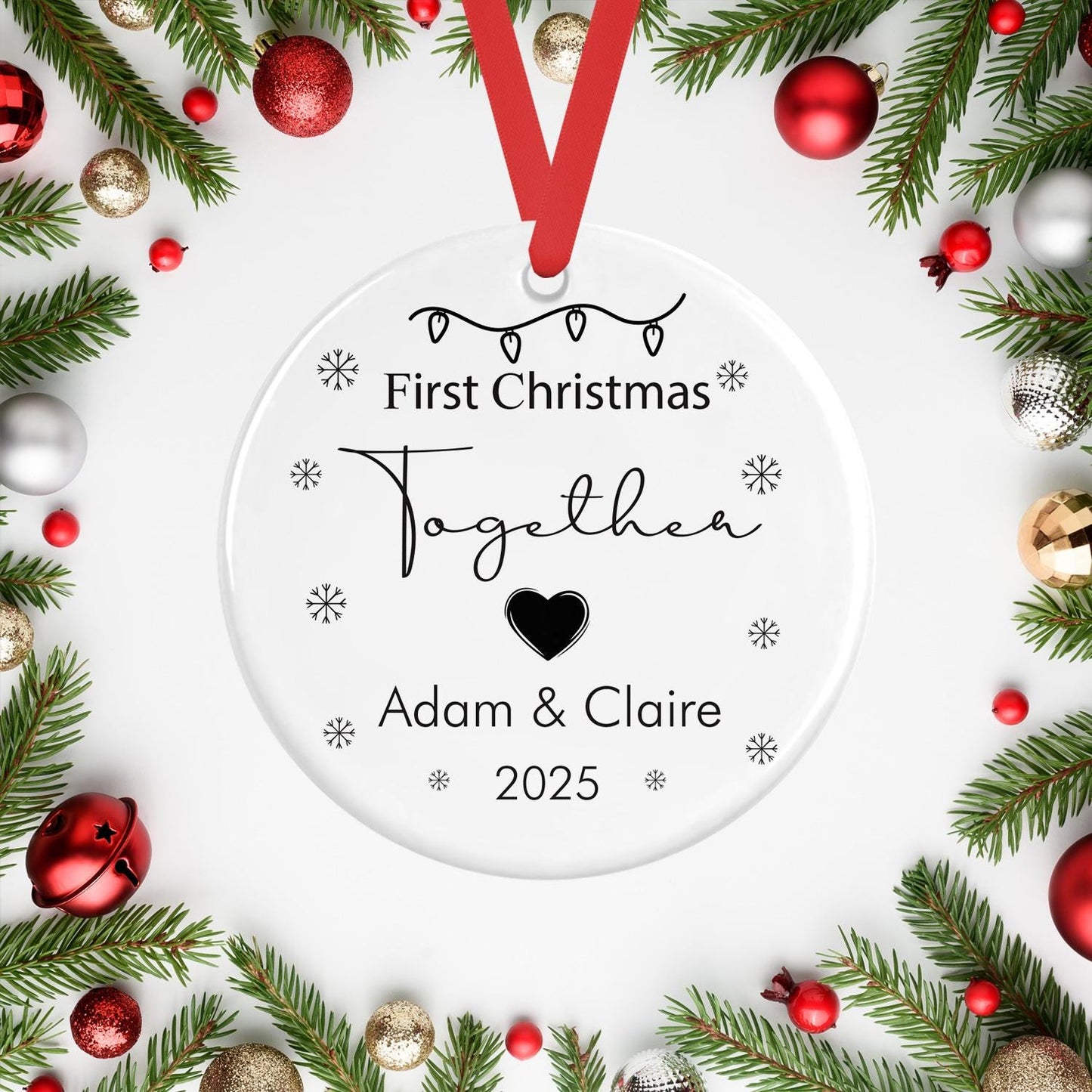 Personalised First Christmas Together Bauble Engaged Decoration Ornament Gift