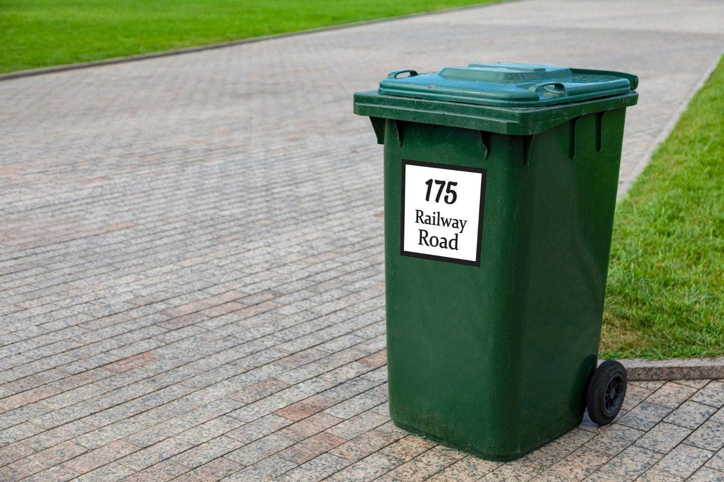 Personalised Wheelie Bin Sticker: Custom House Number, Street Name
