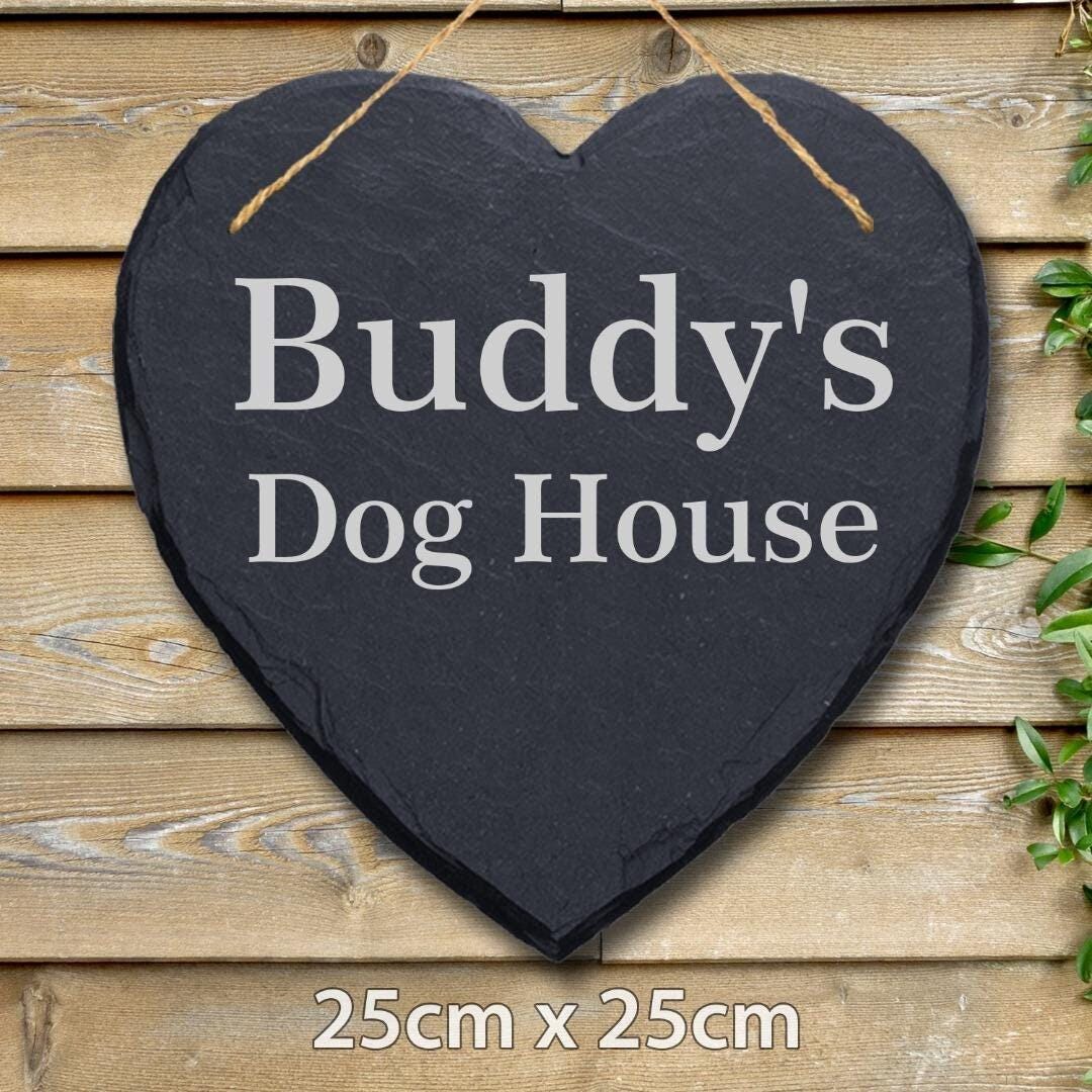 Personalised Pet Name Slate Sign Kennel Dog House Shed Door Engraved Plaque Gift