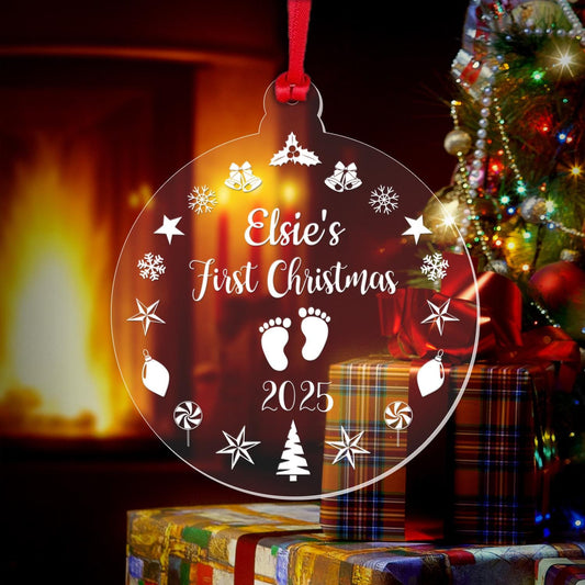 Personalised Babys First Christmas Bauble 1st Xmas Hanging Tree Decoration Gift